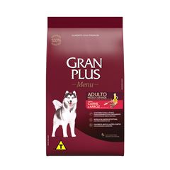 GRAN PLUS MENU ADULTO RAÇAS MÉDIOS E GRANDES (CARNE E ARROZ) - 20KG
