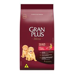 GRAN PLUS MENU CÃO FILHOTE RAÇA MÉDIAS E GRANDES (CARNE E ARROZ) - 15KG