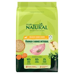 GUABI NATURAL CÃO ADULTO RAÇA GRANDE (FRANGO E ARROZ) INTEGRAL - 20KG 