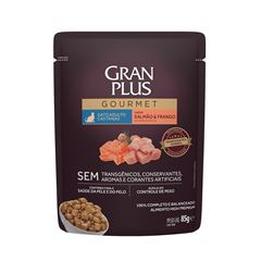 GRAN PLUS SACHÊ GATO GOURMET CASTRADO (SALMÃO E FRANGO) - 85G