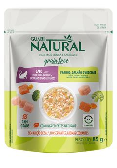 GUABI NATURAL GRAIN FREE SACHÊ GATO CASTRADO (SALMÃO E FRANGO) - 85G