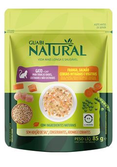 GUABI NATURAL SACHÊ GATO ADULTO CASTRADO (SALMÃO E FRANGO) - 85G