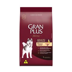 GRAN PLUS MENU CÃO ADULTO RAÇA MÉDIA E GRANDE (FRANGO E ARROZ) - 10,1KG