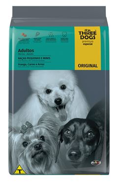 RAÇÃO THREE DOGS ORIGINAL ADULTO (RAÇAS MINI E PEQUENAS) - 15KG