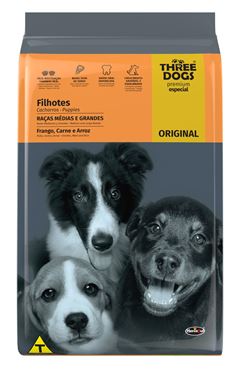 RAÇÃO THREE  DOGS ORIGINAL FILHOTE (RAÇAS MÉDIAS E GRANDES) - 15KG