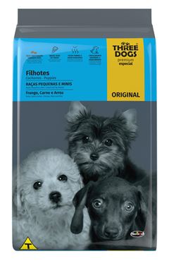 RAÇÃO THREE DOGS ORIGINAL FILHOTES (RAÇAS MINI E PEQUENAS) - 3KG 