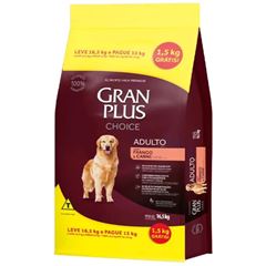 GRAN PLUS CÃES CHOICE  PARA CÃES ADULTOS DE RAÇAS MÉDIAS A GRANDES SABOR FRANGO E CARNE - 16,5KG